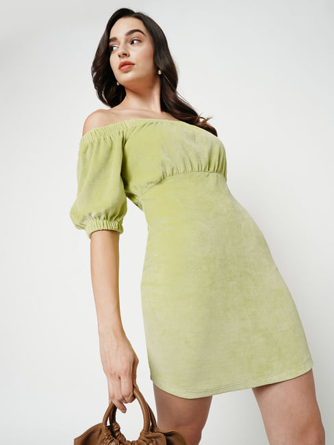 JDY by ONLY Green Off-Shoulder Bodycon Dress