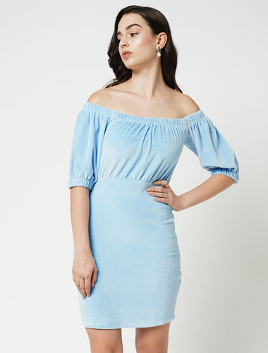 JDY by ONLY Blue Off-Shoulder Bodycon Dress