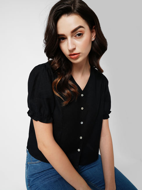 JDY by ONLY Black Button-Down Top