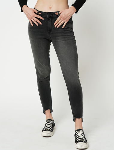 JDY by ONLY Black Mid Rise Washed Slim Jeans
