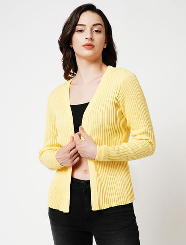 JDY by ONLY Yellow Ribbed Cardigan