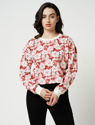 JDY by ONLY White Floral Sweatshirt