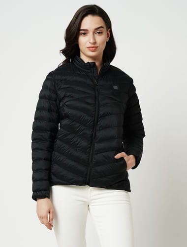 JDY by ONLY Black Quilted Zip-Front Jacket