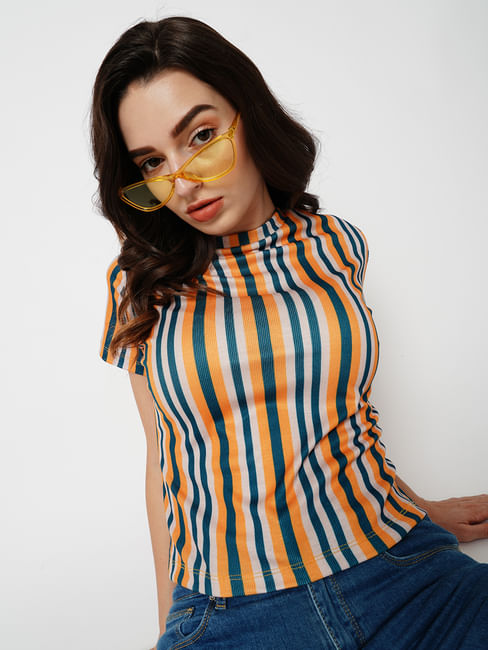 JDY by ONLY Yellow Striped T-shirt