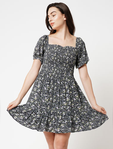 JDY by ONLY Black Floral Fit & Flare Dress