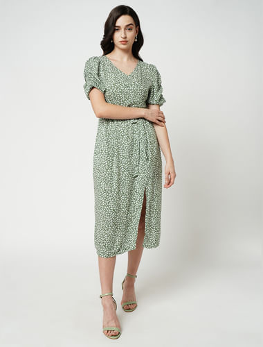 JDY by ONLY Green Floral Print Midi Dress