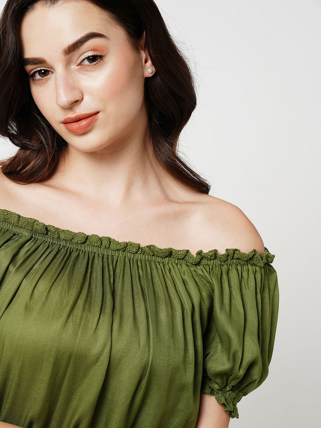 Off the discount shoulder green top