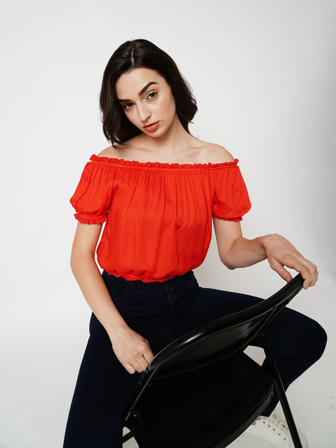 JDY by ONLY Red Off-Shoulder Top