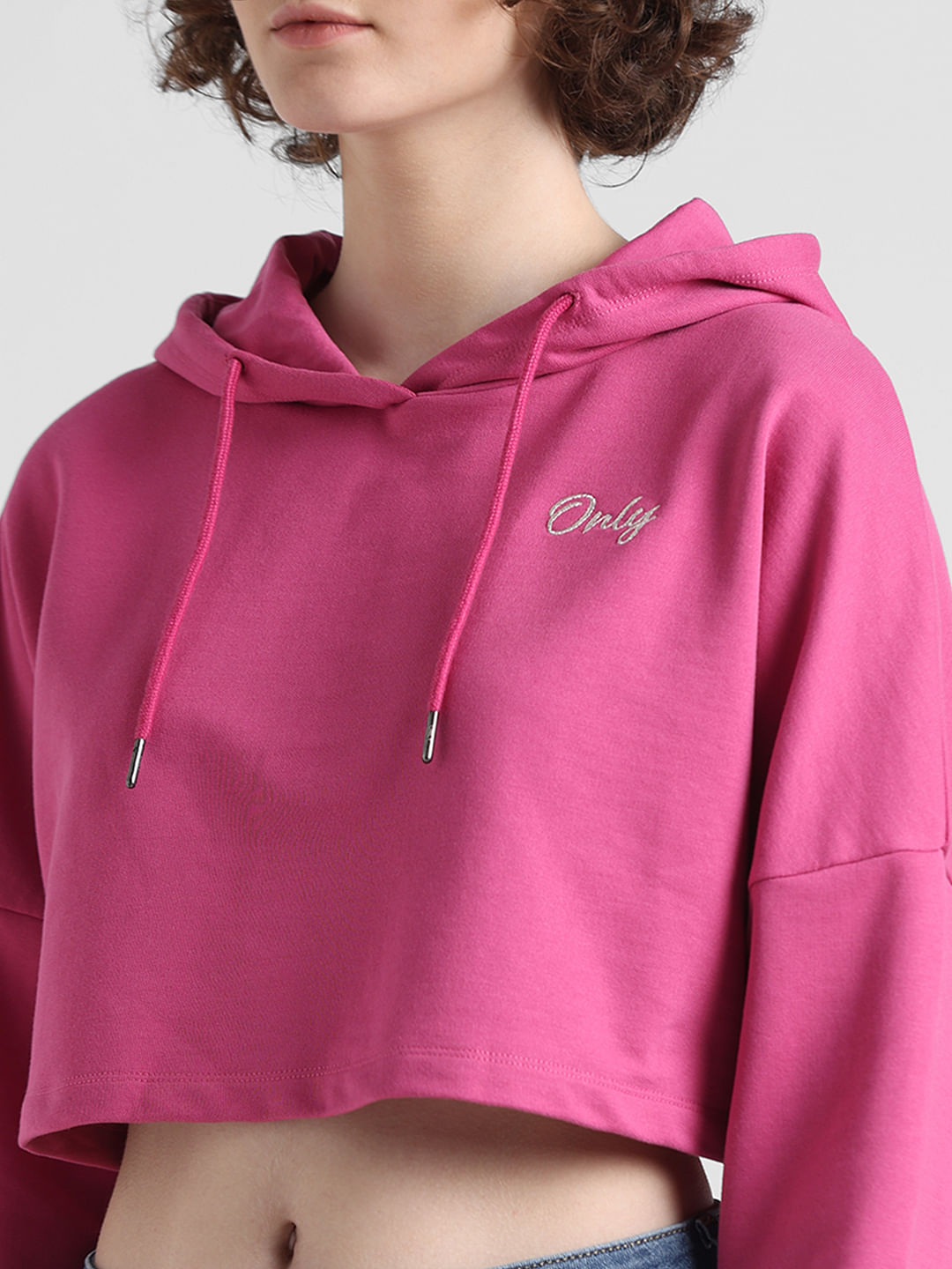 Pink crop sweatshirt hotsell