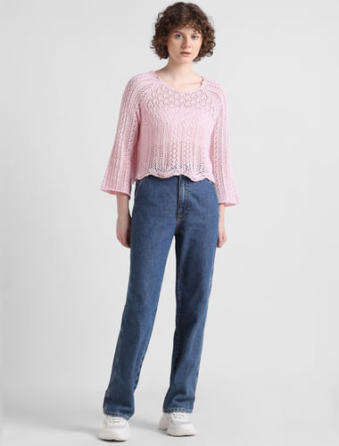 Light Pink Crochet Pullover