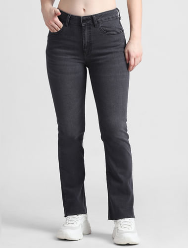 Black Mid Rise Flared Jeans