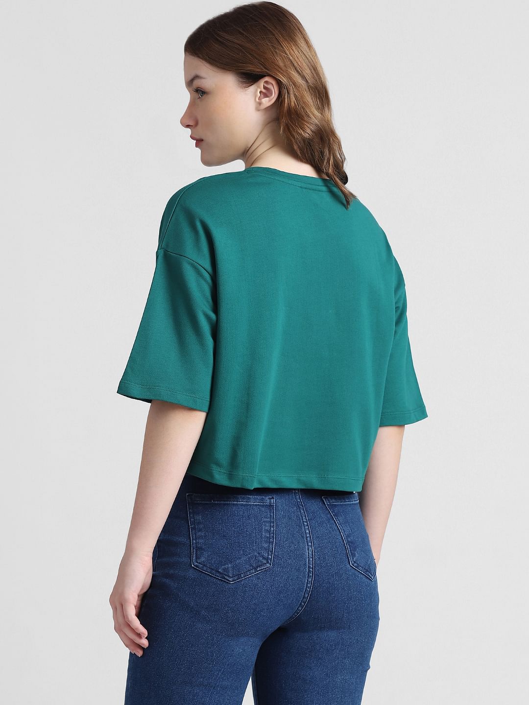 Green Printed Boxy Fit T-shirt|220029801-Bosphorus