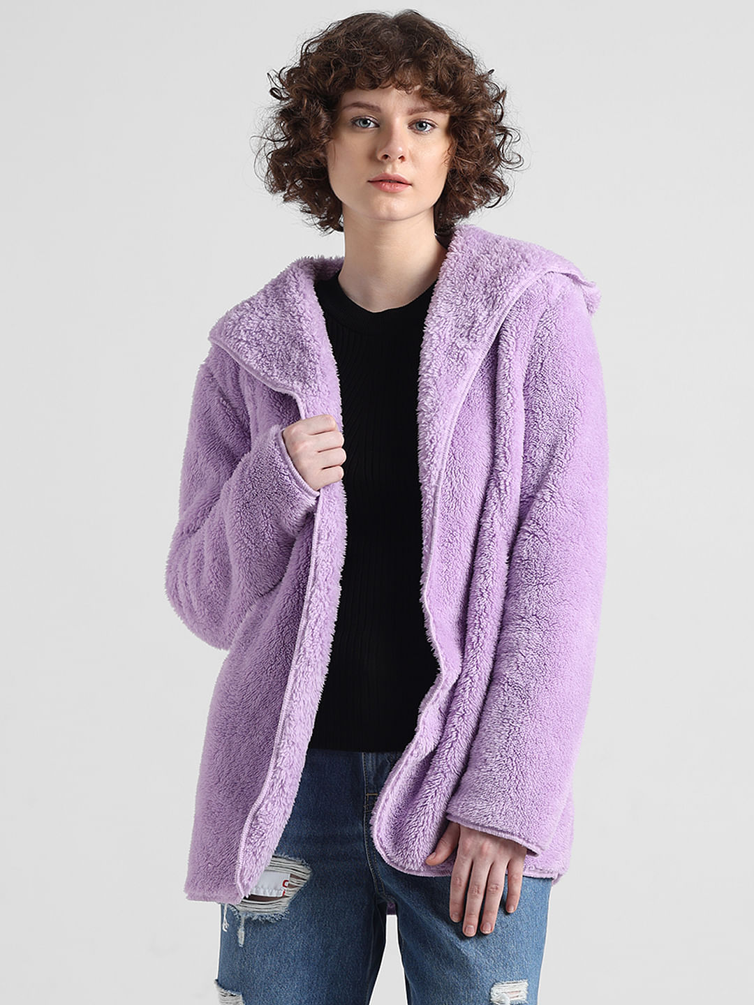 Purple hooded coat best sale