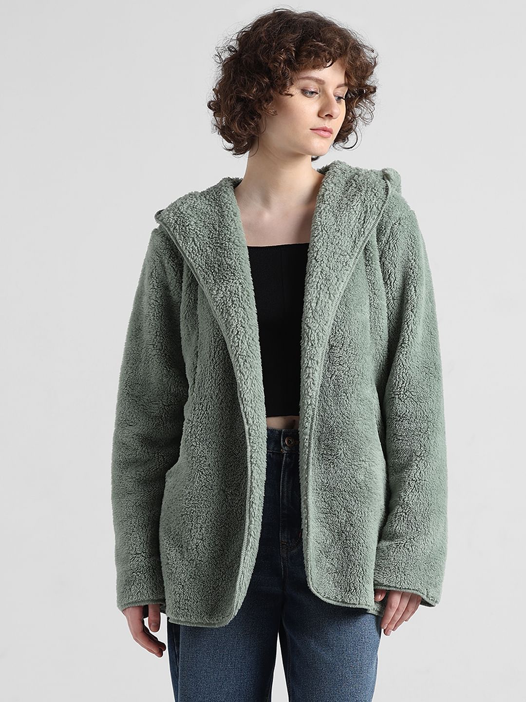 Green hot sale sherpa coat