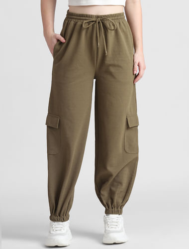 Olive High Rise Cargo Joggers