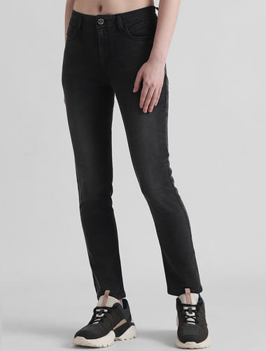 Grey High Rise Cloud Washed Slim Jeans