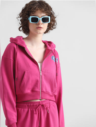 Pink Relaxed Fit Zipped Hoodie