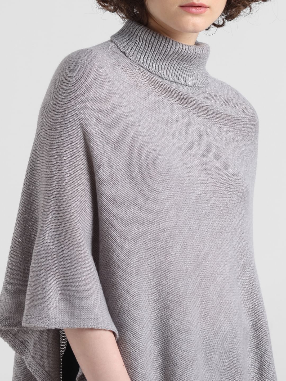 Grey Fine Knit Poncho