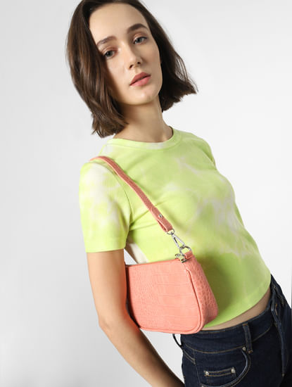 Pink Textured Small Shoulder Bag
