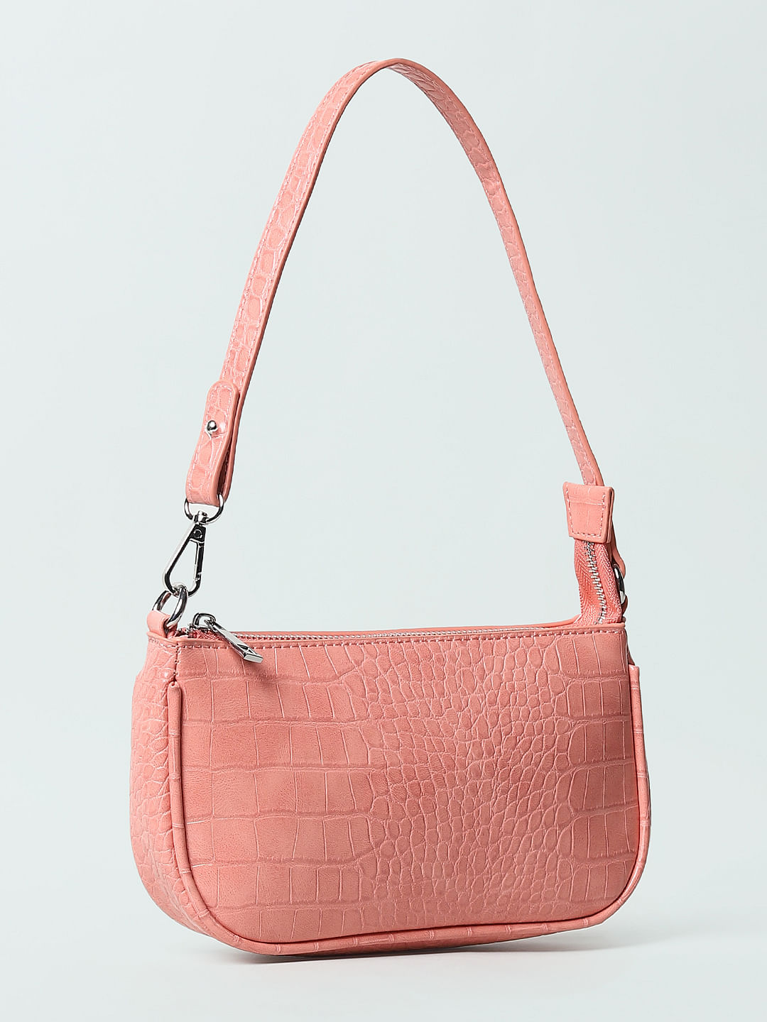 ASOS Croc Effect 90s Shoulder Bag in Pink | Lyst UK