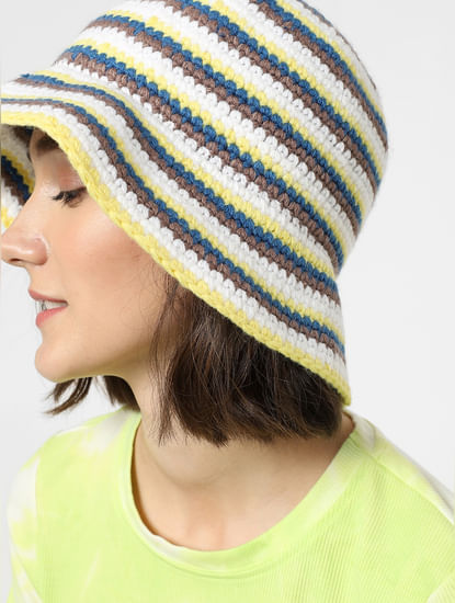 Multi-coloured Striped Bucket Hat