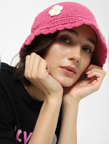 Pink Knit  Bucket Hat