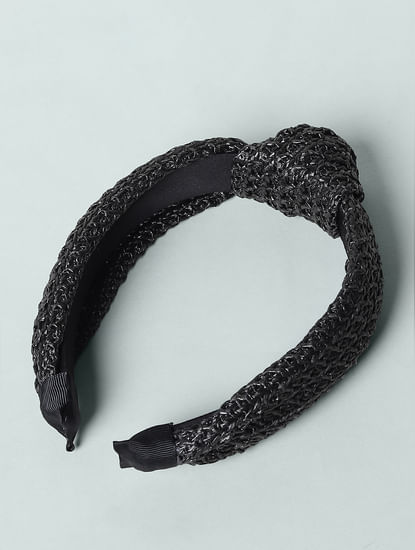 Black Straw Braided Hairband