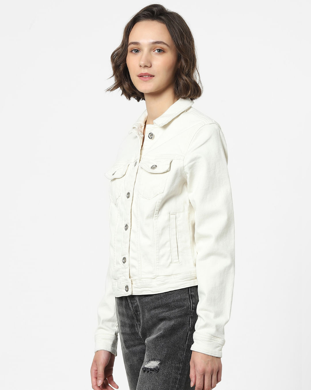 Buy White Denim Jacket for Women | ONLY | 129458201