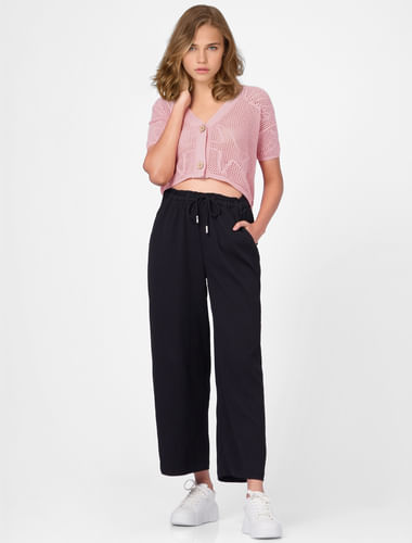 Black High Rise Relaxed Pants