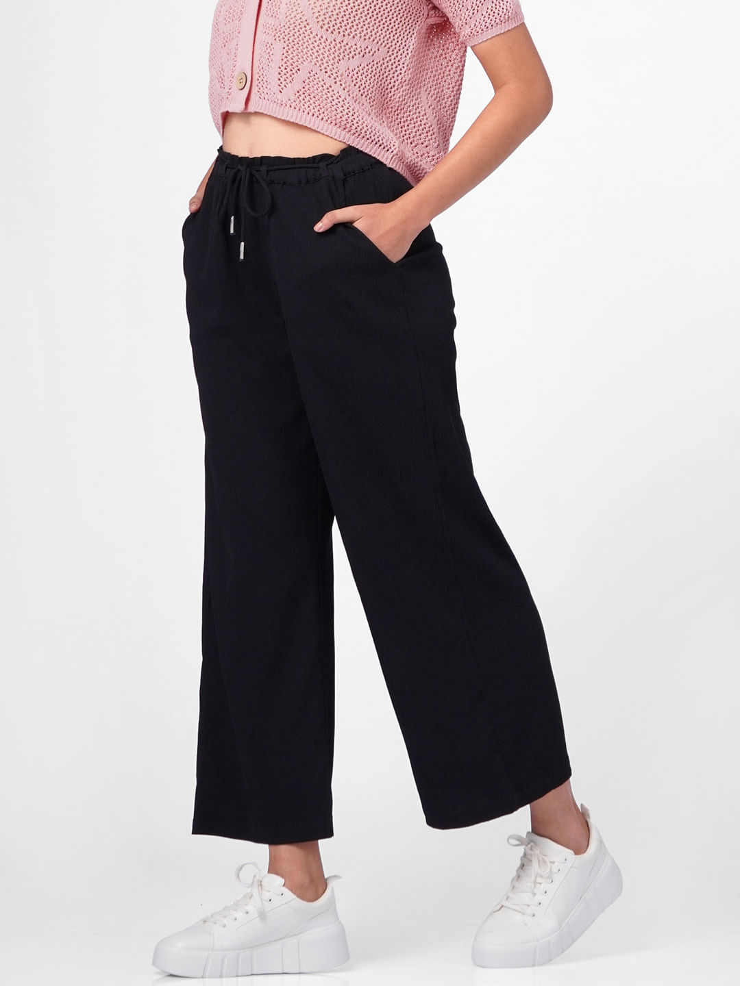 Buy Black High Rise Relaxed Pants for Women  ONLY  154375201