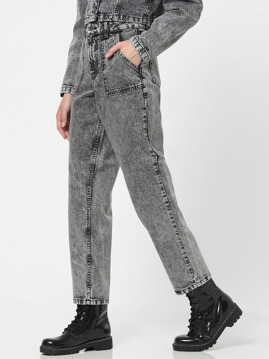 Buy BAGGY WASHEDOUT BLUE STRAIGHT JEANS for Women Online in India
