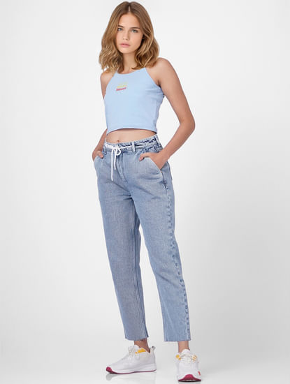 Blue Mid Rise Baggy Jeans