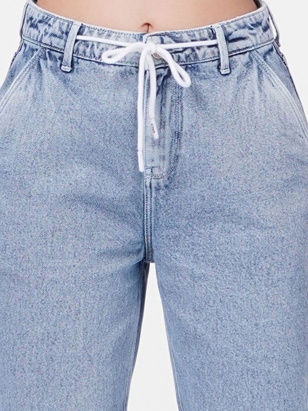 Blue Contrast Stitched Double Panel Jeans  Buy Baggy Jeans  Fugazee   FUGAZEE