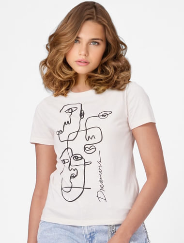 White Graphic Print T-shirt