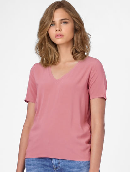 Pink V Neck T-shirt