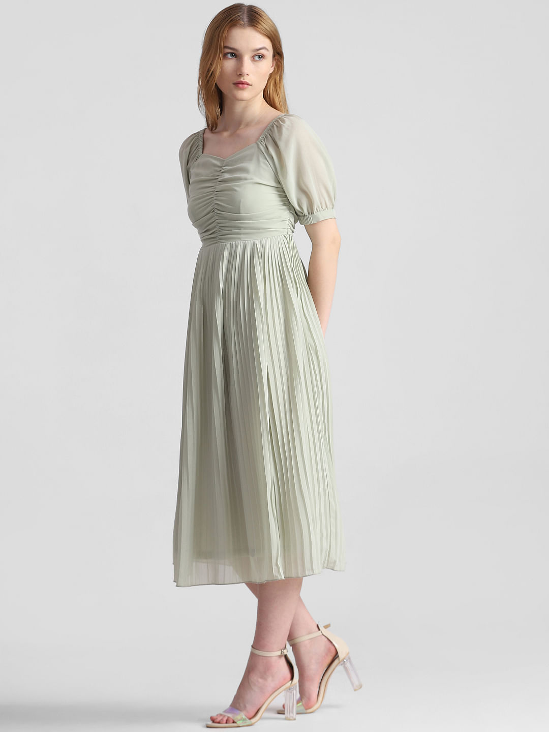 Blue Pleated Satin Dress | Satin Pleated Midi Dress | Satin Midi Dress  Elegant - Elegant - Aliexpress