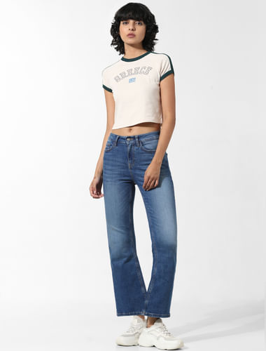 Off-White Colourblocked Cropped T-shirt