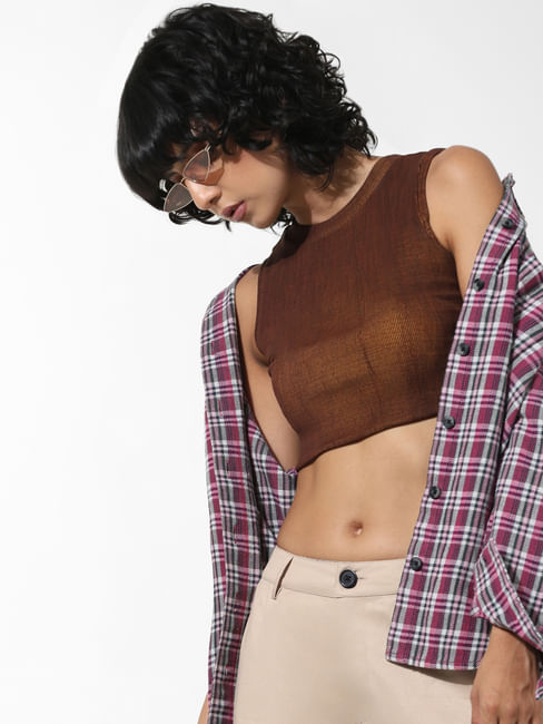Brown Cropped T-shirt