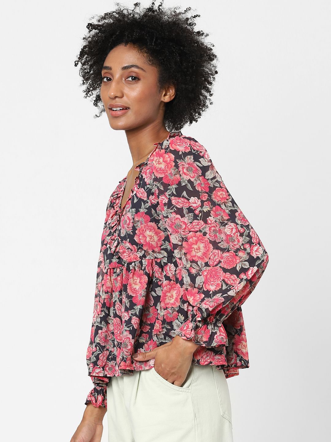 zara floral peplum top