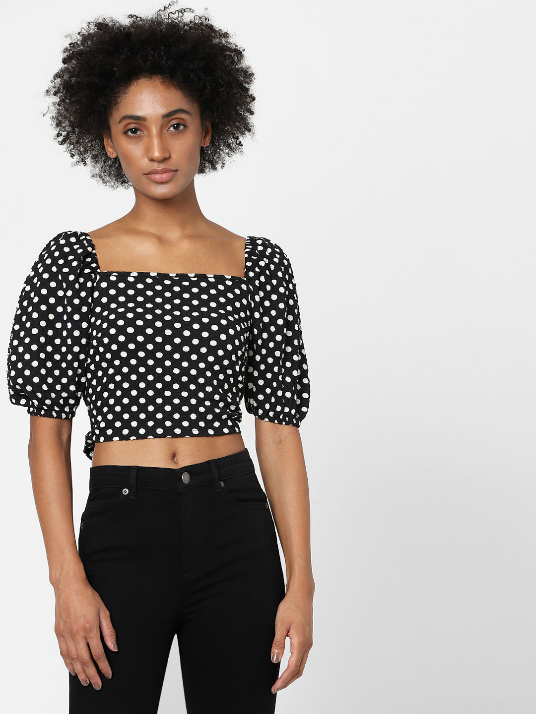 Polka dot cheap crop blouse