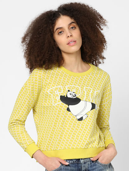 X KUNG FU PANDA Yellow Graphic Print Sweatshirt