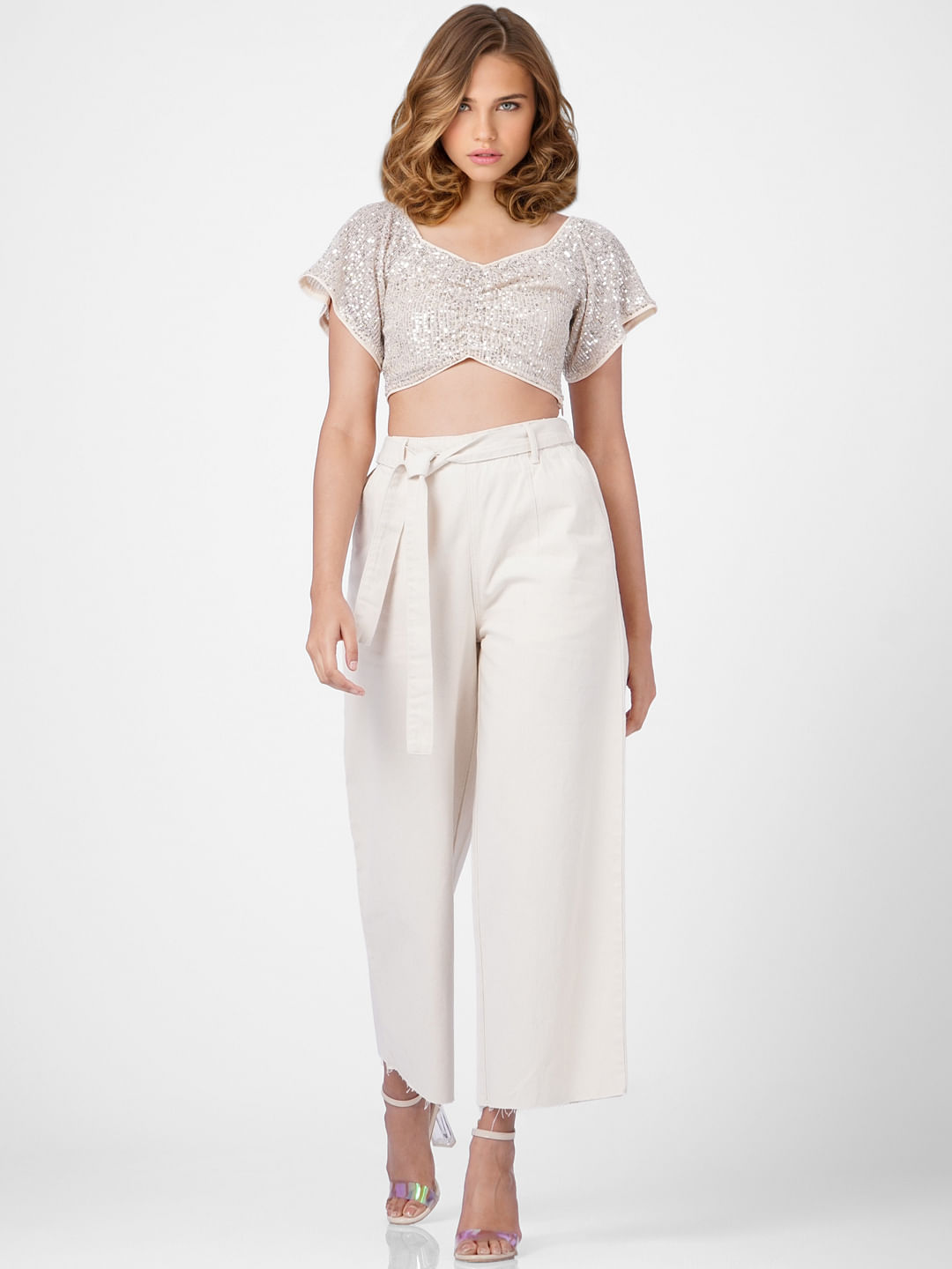 Twenty Dresses by Nykaa Fashion Work White Solid Tie Up Wide Leg Pants Buy  Twenty Dresses by Nykaa Fashion Work White Solid Tie Up Wide Leg Pants  Online at Best Price in