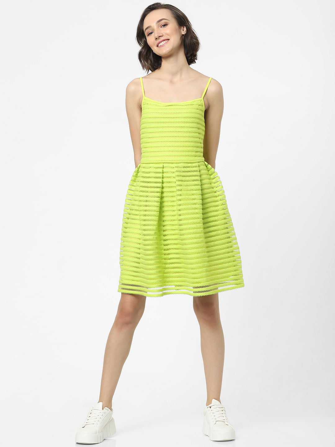 Lime green sale fitted dress