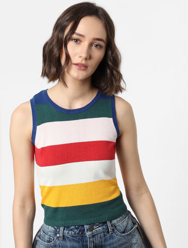 Multi-coloured Striped Knit Top