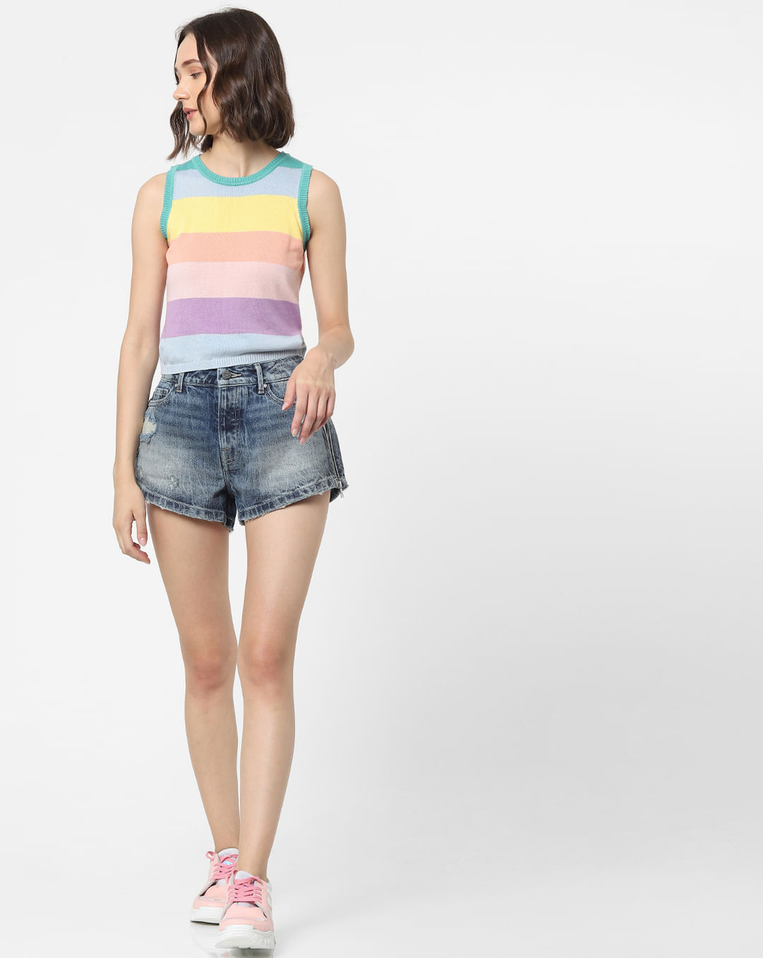 Buy Multi-coloured Striped Knit Top for Women, ONLY
