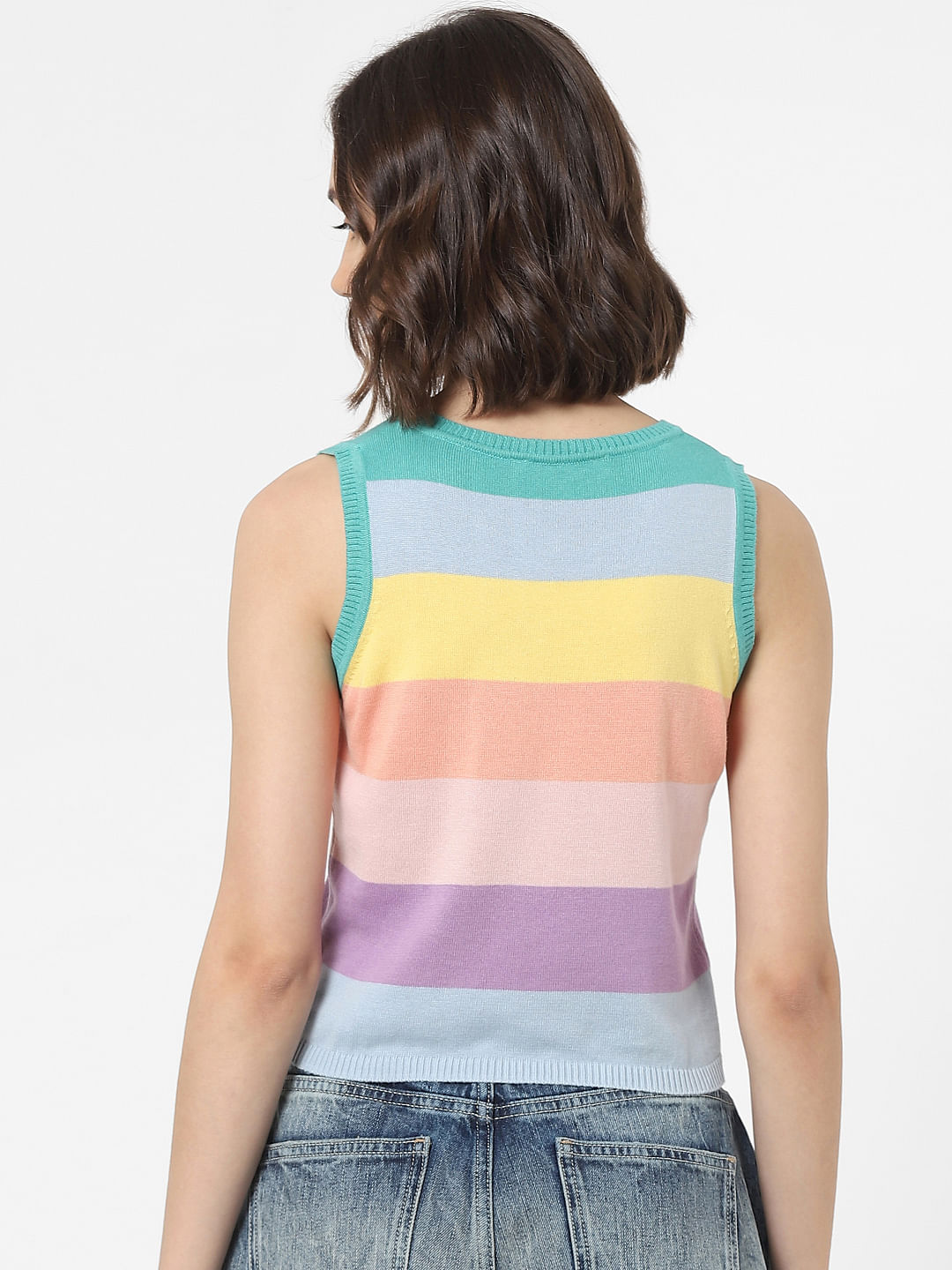 Buy Multi-coloured Striped Knit Top for Women | ONLY | 221463302