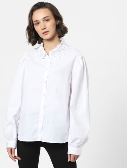White Lace Collar Shirt