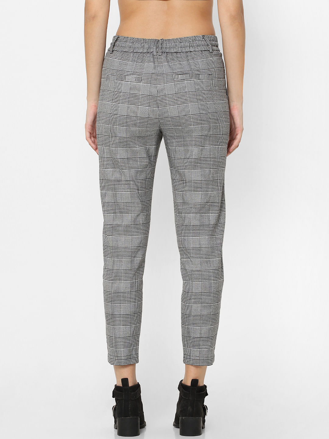 Buy STOP Grey Womens Checked Trousers  Shoppers Stop