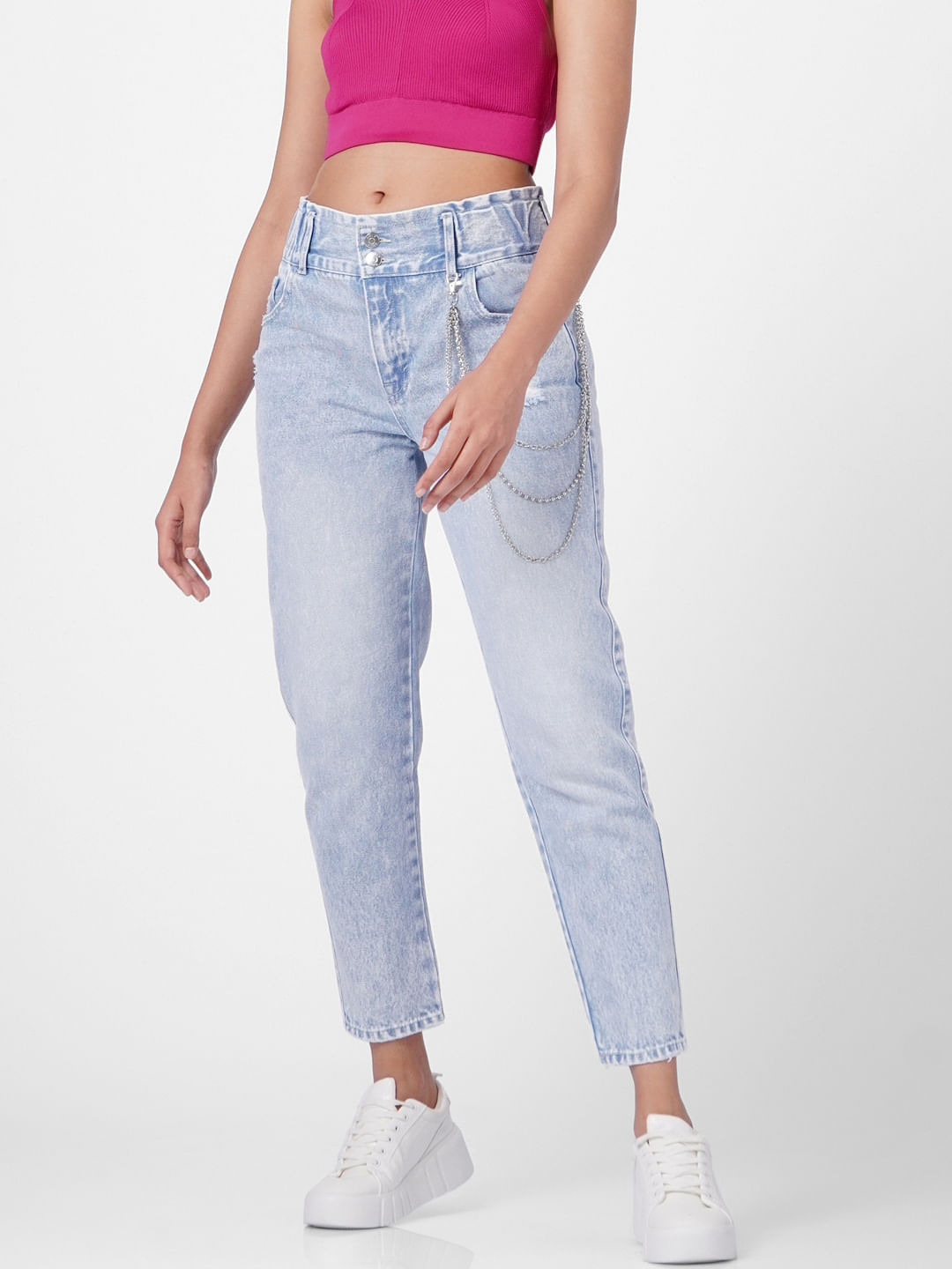 high rise carrot fit jeans