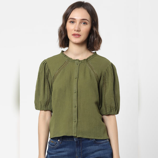 BESTSELLER CLOTHING Green Lace Top